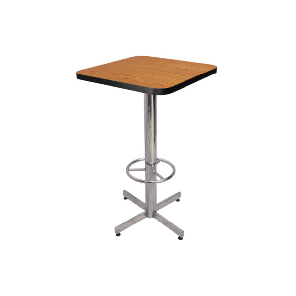 Mesa Alta Pedestal Cromo 60cm x 60cm